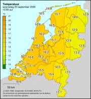 Weerkaart KNMI Temperatuur