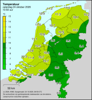 Weerkaart KNMI Temperatuur