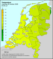 Weerkaart KNMI Temperatuur